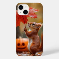 Niedliches Eichhörnchen mit Leaf-Regenschirm - Her