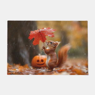 Niedliches Eichhörnchen mit Leaf-Regenschirm - Her Fußmatte