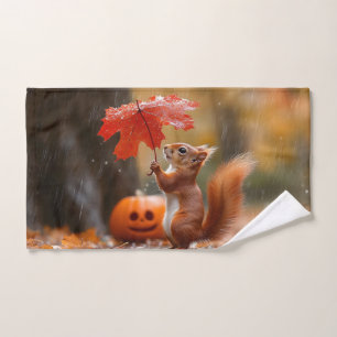 Niedliches Eichhörnchen mit Leaf-Regenschirm - Her Handtuch