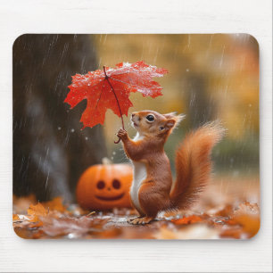 Niedliches Eichhörnchen mit Leaf-Regenschirm - Her Mousepad