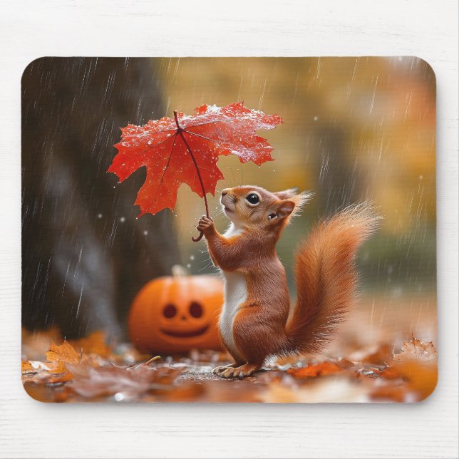 Niedliches Eichhörnchen mit Leaf-Regenschirm - Her Mousepad (Vorne)