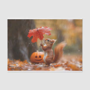 Niedliches Eichhörnchen mit Leaf-Regenschirm - Her Seidenpapier