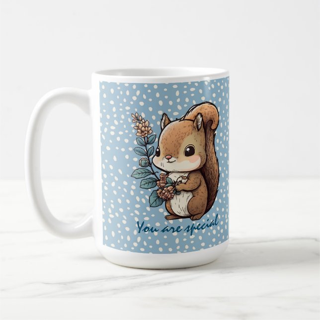 Niedliches Eichhörnchen mit Personalisierter Meldu Kaffeetasse (Links)