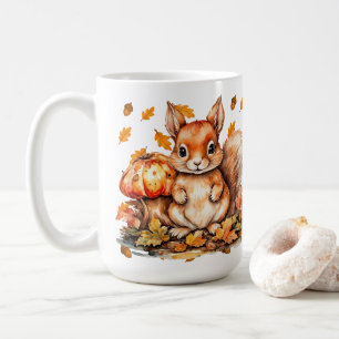 Niedliches Eichhörnchen mit Pilzen - Herbstwild Kaffeetasse
