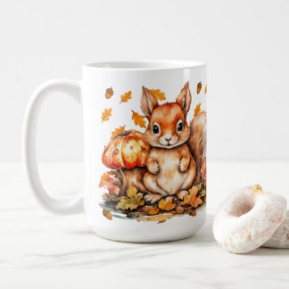 Niedliches Eichhörnchen mit Pilzen - Herbstwild Kaffeetasse