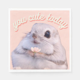 Niedliches Eichhörnchen mit rosa Blume Papier Napk Serviette