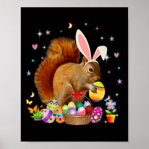 Niedliches Eichhörnchen Osterfeier Bunny Egs Oster Poster