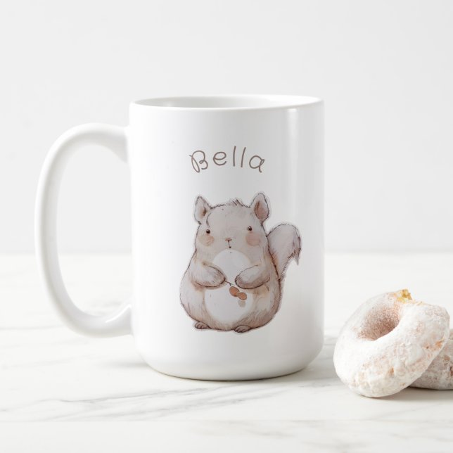 Niedliches Eichhörnchen, personalisierter Babykaro Kaffeetasse (Mit Donut)