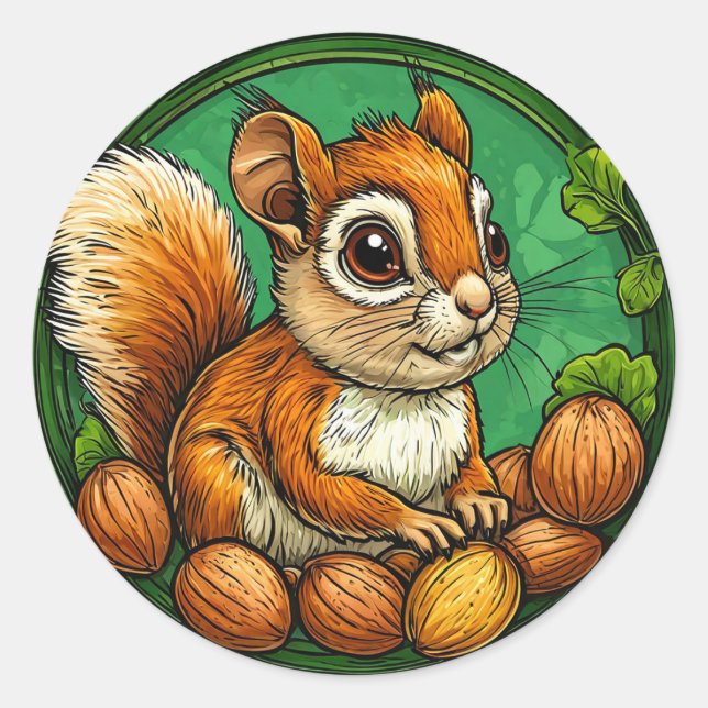 Niedliches Eichhörnchen Runder Aufkleber (Vorderseite)