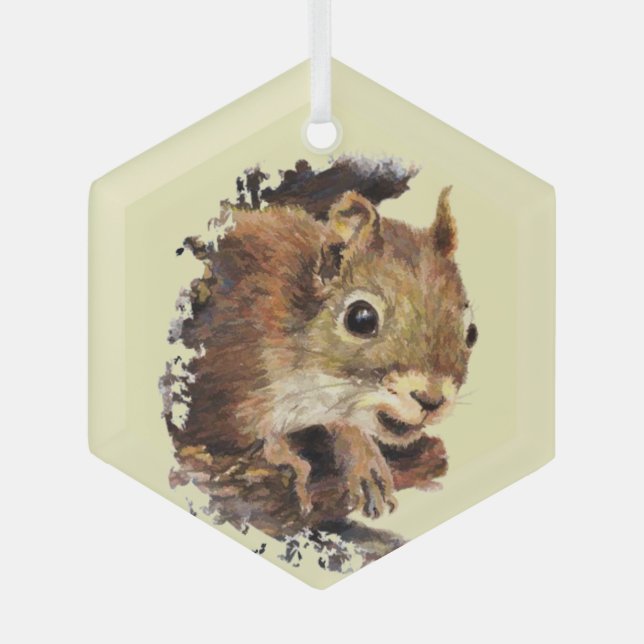 Niedliches Eichhörnchen Sauce Ornament Aus Glas (Vorderseite)