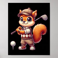 Niedliches Eichhörnchen spielt Golf Golfer Golfen