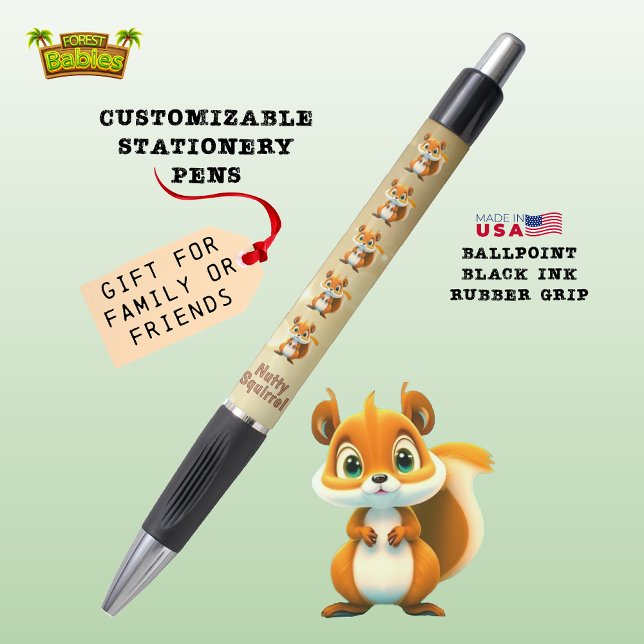 Niedliches Eichhörnchen Tierart 🐿 Kugelschreiber (Adorable Wild Nutty Squirrel Fall Forest Creature Nature Wildlife Animal Stationery Pen Gift 🐿🎁)