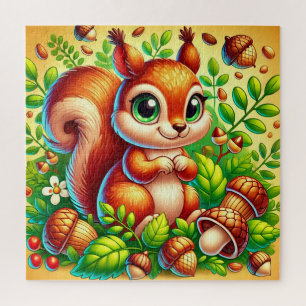 Niedliches Eichhörnchen umgeben von lebendigen Wal Puzzle