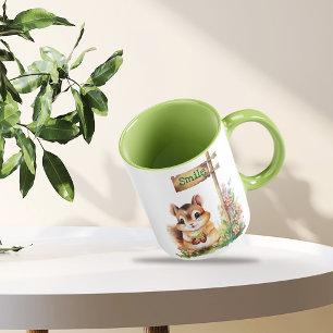 Niedliches Eichhörnchen und Blume Kaffee Tasse