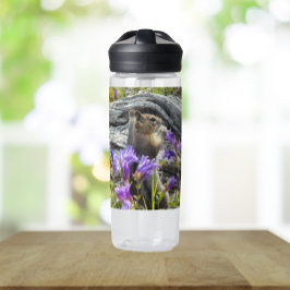 Niedliches Eichhörnchen und Wildblumen Natur Foto Trinkflasche