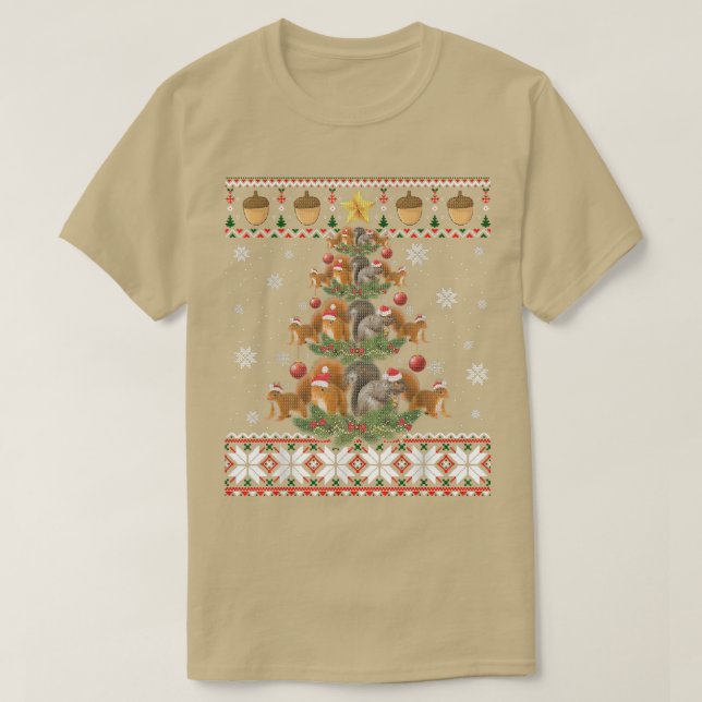 Niedliches Eichhörnchen Weihnachtsbaum Dekoration  T-Shirt (Design vorne)