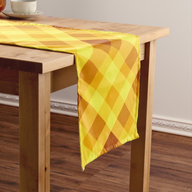 Niedliches Eigelb Gelb Karierter großer Tischläufe Tischläufer (Beispiel)