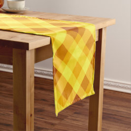 Niedliches Eigelb Gelb Karierter Mittlerer Tischlä Mittelgroßer Tischläufer