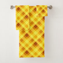 Niedliches Eigelb Gelb Kariertes Badetuch Set