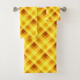 Niedliches Eigelb Gelb Kariertes Badetuch Set
