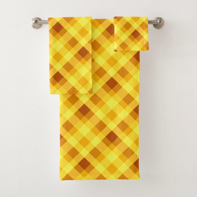 Niedliches Eigelb Gelb Kariertes Badetuch Set (Insitu)