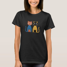 Niedliches einfaches Design Frauen schwarze Katze  T-Shirt