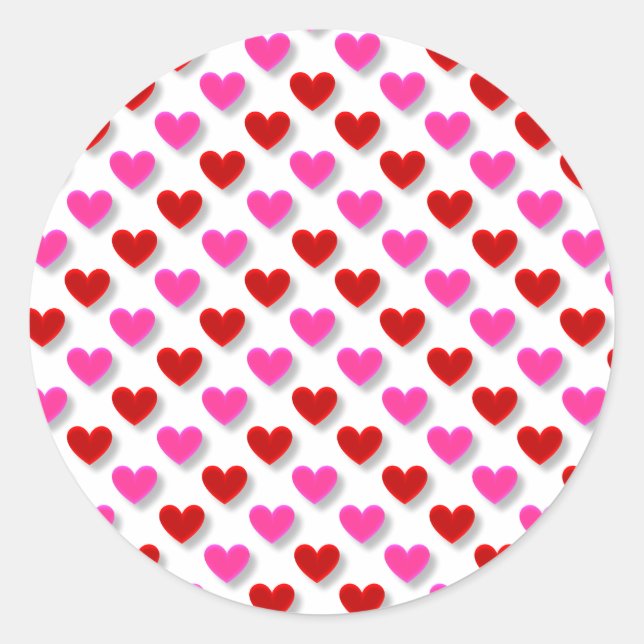 Niedliches Einfaches Herzmuster Runder Aufkleber (Vorderseite)