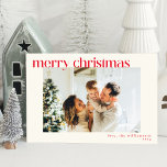 Niedliches Einfaches Rotes Modernes Foto Weihnacht Feiertagskarte<br><div class="desc">Niedliche Einfache Red Modern Custom Foto Weihnachtskarte</div>