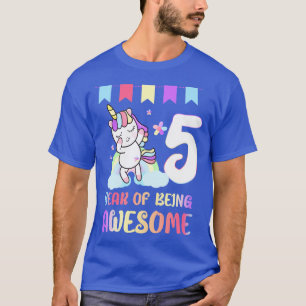 Niedliches Einhorn 5. Geburtstag 5 Jahre Phantasti T-Shirt
