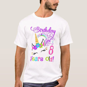Niedliches Einhorn 8. Geburtstagsparty Girl 8 Jahr T-Shirt