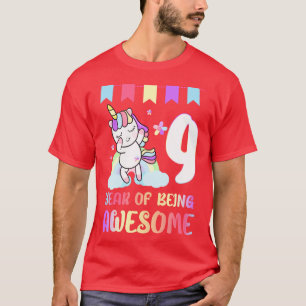 Niedliches Einhorn 9. Geburtstag 9 Jahre Phantasti T-Shirt