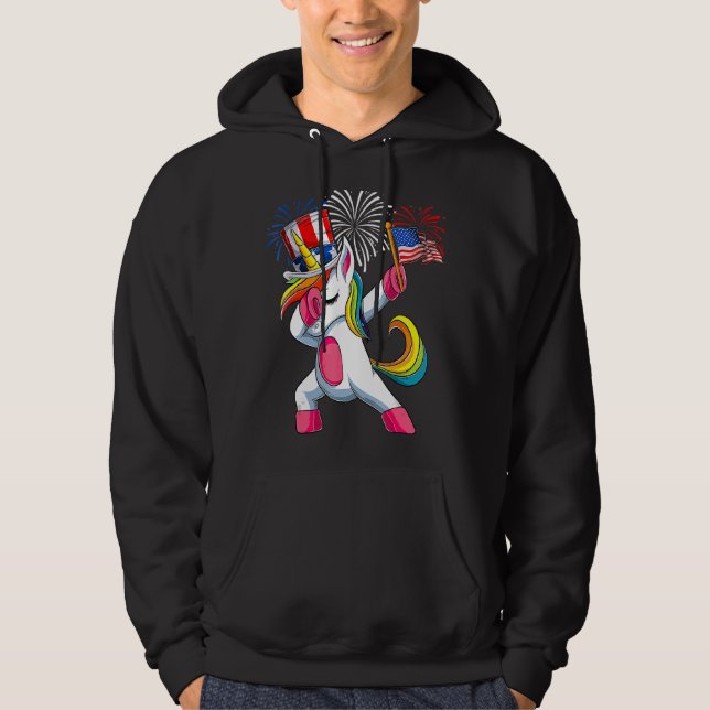 Niedliches Einhorn am 4. Juli Hoodie (Vorderseite)