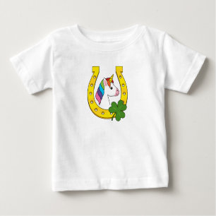 Niedliches Einhorn am St. Patrick's Day Baby T-shirt