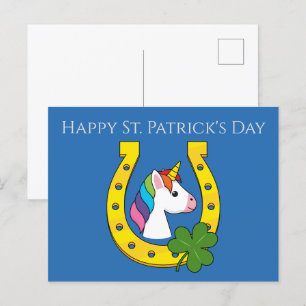 Niedliches Einhorn am St. Patrick's Day Personal Feiertagspostkarte