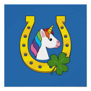 Niedliches Einhorn am St. Patrick's Day Poster