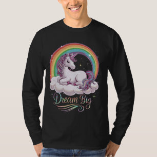 Niedliches Einhorn auf dem Cloud Rainbow Dream Big T-Shirt