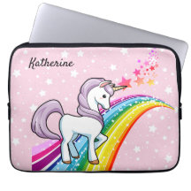 Niedliches Einhorn auf einem Regenbogen Name hinzu