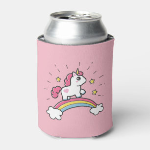 Niedliches Einhorn auf einem Regenbogendesign Dosenkühler