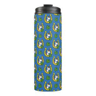 Niedliches Einhorn auf St Patrick's Day Pattern Thermosbecher