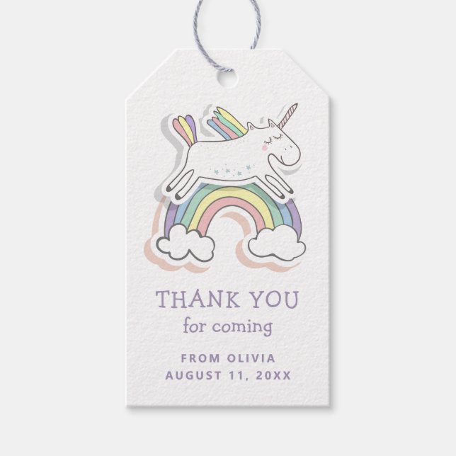 Niedliches Einhorn. Baby Girl Regenbogen Geburtsta Geschenkanhänger (Vorderseite)
