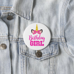Niedliches Einhorn BIRTHDAY GIRL Button