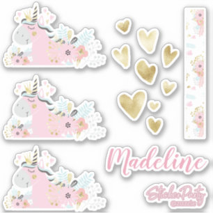 Niedliches Einhorn Blumenkohl Personalisiertes Auf Aufkleber