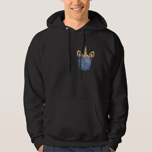 Niedliches Einhorn, das in einer Tasche hängt Hoodie (Vorderseite)