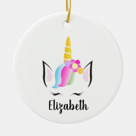 Niedliches Einhorn Eyelashes Personalisierte Weihn Keramik Ornament