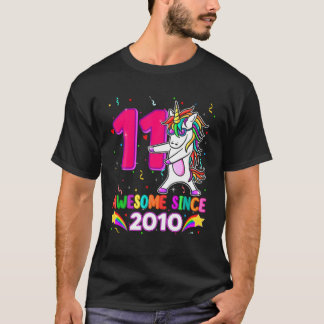 Niedliches Einhorn Flossing 11. Geburtstag Geschen T-Shirt