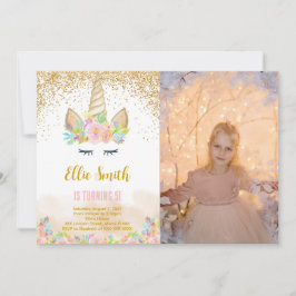 Niedliches Einhorn Foto Einladung