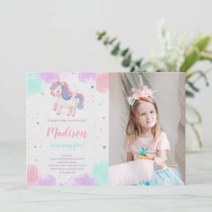 Niedliches Einhorn Geburtstag Magisches Einhorn Fo Einladung