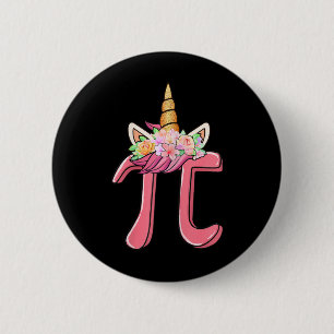 Niedliches Einhorn-Gesicht Pi-Tag Geschenk Mathema Button