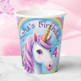Niedliches Einhorn Girl' Rainbow Birthday Farbenfr Pappbecher