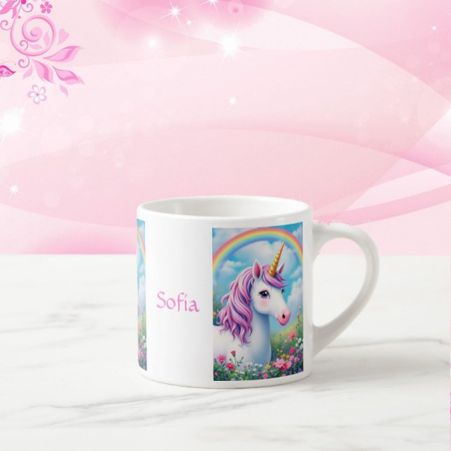Niedliches Einhorn, Girl's Name Rosa Tee Party hin Espressotasse (Von Creator hochgeladen)